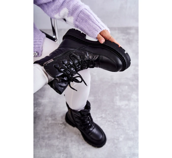 Dámské šněrovací boty do sněhu model 21596648 Černe - Goe