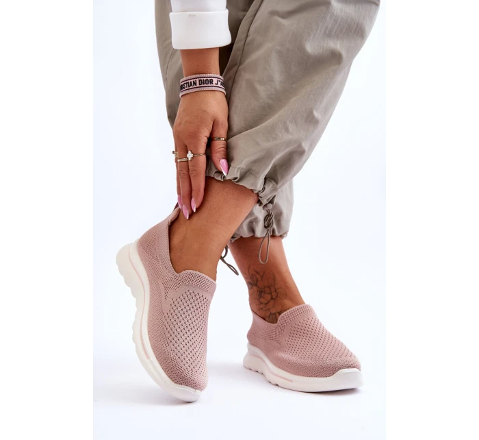 Dámské textilní nazouvací tenisky Růžové model 21618178 - EVENTO Dámské textilní nazouvací tenisky Růžové model 21618178 - EVENTO