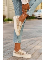 Nízké dámské tenisky s leopardím potiskem Lee Cooper LCW-25-02-3330L béžové