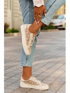 Nízké dámské tenisky s leopardím potiskem Lee Cooper LCW-25-02-3330L béžové