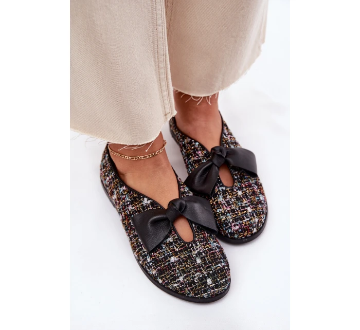 Kožené Baletky S Mašlí model 21695709 Černé - Laura Messi Kožené Baletky S Mašlí model 21695709 Černé - Laura Messi