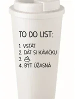 TO DO LIST: BÝT ÚŽASNÁ - bílý termohrnek 475 ml