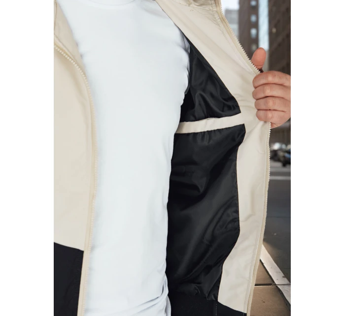 Pánská přechodná bunda s kapucí béžová model 21986395 - Dstreet