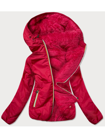 Krátká červená dámská bunda 2 v 1 (H1029-29)
