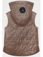Tmavě béžová tenká dámská vesta se zlatým zipem S'West (B8229-101)