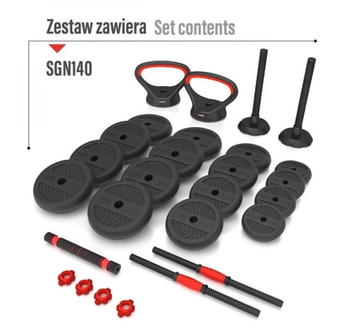 HMS SGN140 sada závaží 6v1 (činka, činky a kettlebell) 40 kg HMS SGN140 sada závaží 6v1 (činka, činky a kettlebell) 40 kg
