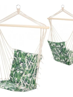 BRAZILSKÁ ZÁVĚSNÁ SEDAČKA HAMAK 100x50CM NATURE S VNITŘNÍM POLŠTÁŘEM JUNGLE LIGHT