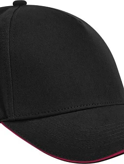 Beechfield B 825C 5 panelová kšiltovka sandwich EarthAware® 53.825C black/classic red