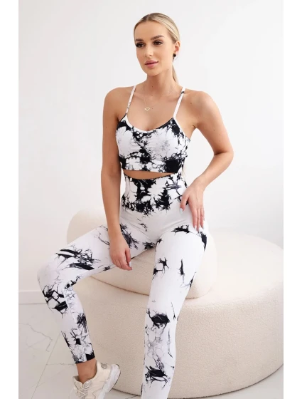 Fitness set top s nastavitelnými ramínky + push up legíny bílý Fitness set top s nastavitelnými ramínky + push up legíny bílý