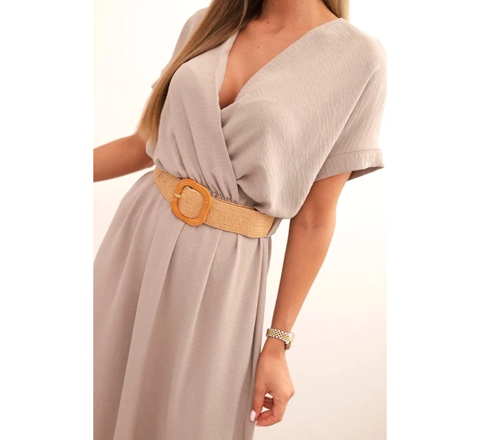 Dlouhá šaty s ozdobným páskem fango