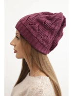 Dámská zimní čepice s vlnou a strukturální tkaninou K432 tmavě fialová Dámská zimní čepice s vlnou a strukturální tkaninou K432 tmavě fialová