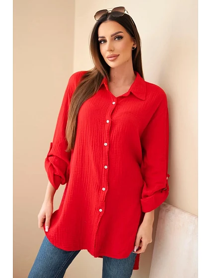 Bavlněná mušelínová košile Plus Size světle bordová Bavlněná mušelínová košile Plus Size světle bordová