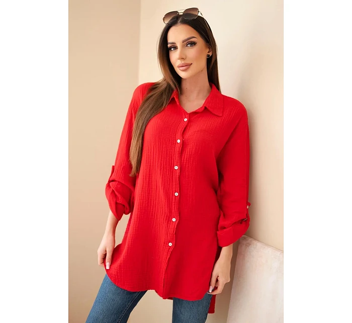 Bavlněná mušelínová košile Plus Size světle bordová Bavlněná mušelínová košile Plus Size světle bordová