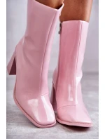 Dámské lakované kozačky Růžove model 21596921 - Boto