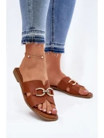 Dámské Plné Sandály S Dekorativním Detalem Hnědé model 21697826 - EVENTO Dámské Plné Sandály S Dekorativním Detalem Hnědé model 21697826 - EVENTO
