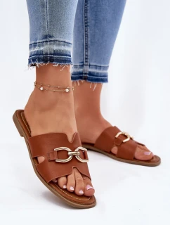 Dámské Plné Sandály S Dekorativním Detalem Hnědé Amiresna