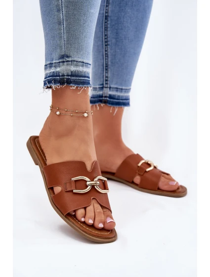 Dámské Plné Sandály S Dekorativním Detalem Hnědé model 21697826 - EVENTO Dámské Plné Sandály S Dekorativním Detalem Hnědé model 21697826 - EVENTO