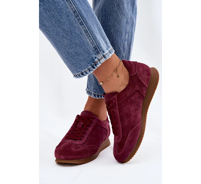 Tenisky z pravé semišové kůže Big Star TT274227 Bordó