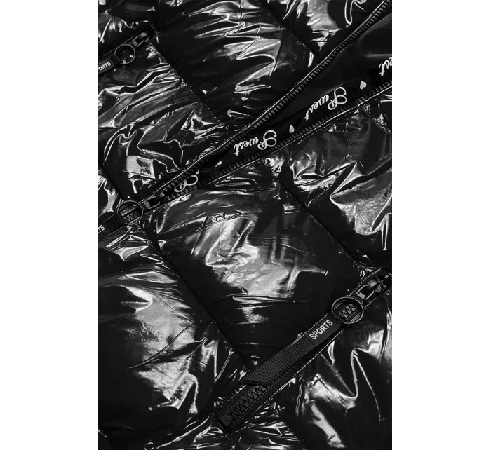 Černá dámská lakovaná bunda (B8039-1)