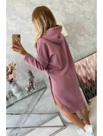Šaty s kapucí a bočním rozparkem tmavě růžové Šaty s kapucí a bočním rozparkem tmavě růžové