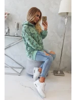 Mikina s nápisy tmavě mátová