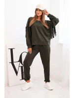 Dámský komplet máslový s třásněmi na rukávech khaki Dámský komplet máslový s třásněmi na rukávech khaki