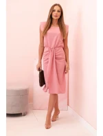 Dámská pruhovaná bavlněná šaty s V výstřihem a knoflíky tmavě mátová