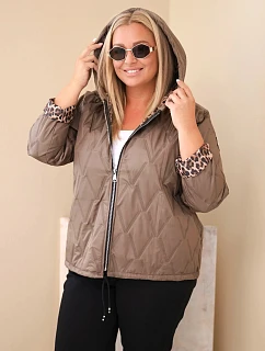 Dámská bunda Plus Size s kapucí a model 22321178 zakončením fango zelená - K-Fashion