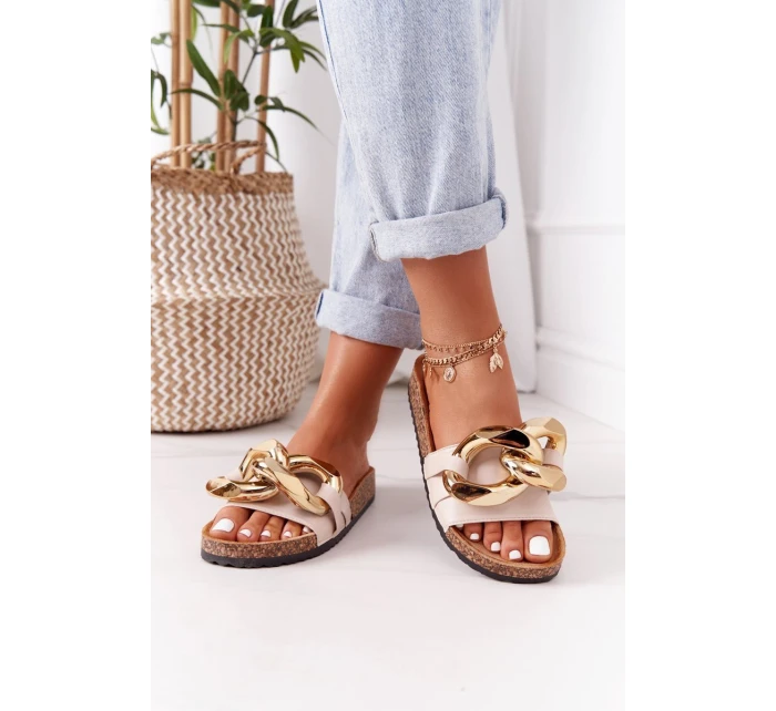 Nazouváky Na Korkové Podrážce S řetízkem Béžové model 21558029 - Boto Nazouváky Na Korkové Podrážce S řetízkem Béžové model 21558029 - Boto