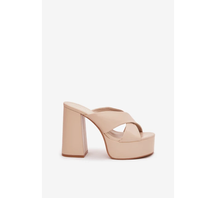 Dámské Klapky Na Platformě A Podpatku Béžové model 21688158 - Boto Dámské Klapky Na Platformě A Podpatku Béžové model 21688158 - Boto