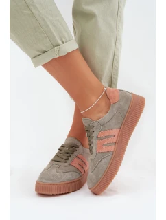 Dámské tenisky z pravé semiše Zelené model 22026533 - EVENTO