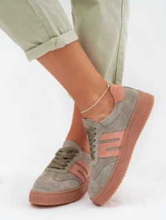 Dámské tenisky z pravé semiše Zelené model 22026533 - EVENTO