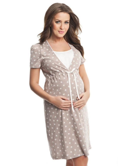 Dámská a těhotenská noční košile  Béžová s ecru  model 19639314 - Dorota
