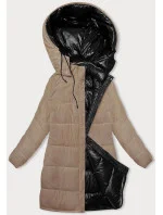Černobéžová hrubší oboustranná dámská zimní bunda model 21247459 - MELYA MELODY