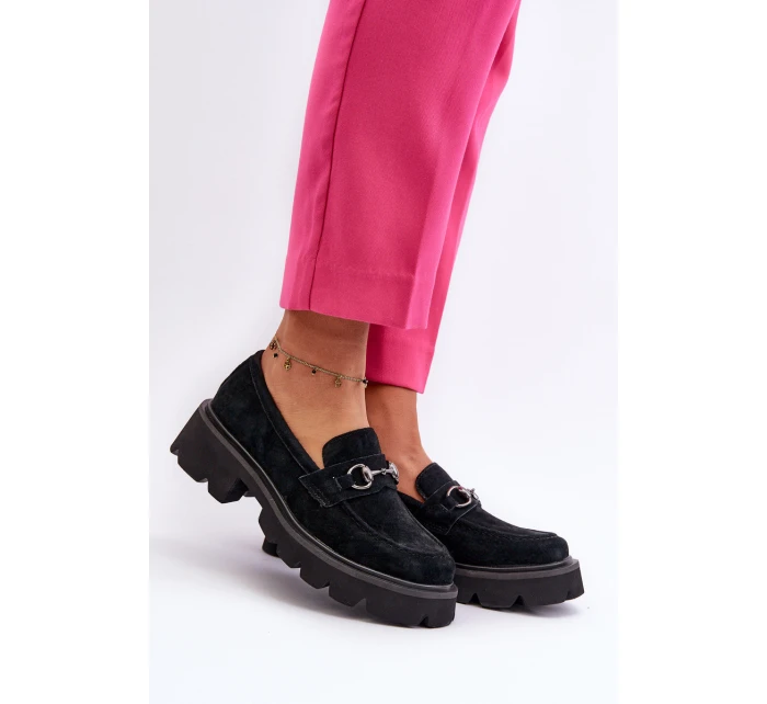 Masivní dámské boty z semiše černé model 21655412 - VINCEZA