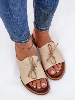 Zazoo 2659 Kožené Dámské Pantofle Béžové