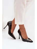 Lakované lodičky se zlatým detailem černé model 21710702 - Boto