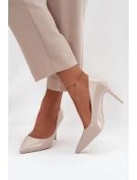 Lakované dámské lodičky z eko kůže s špičatou špičkou Jadira – světle béžové Lakované dámské lodičky z eko kůže s špičatou špičkou Jadira – světle béžové