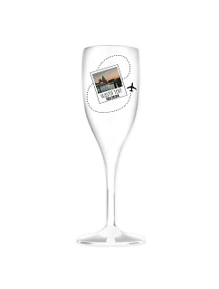 Personalizovaná nerozbitná prosecco sklenice s fotkou a cestovatelským motivem