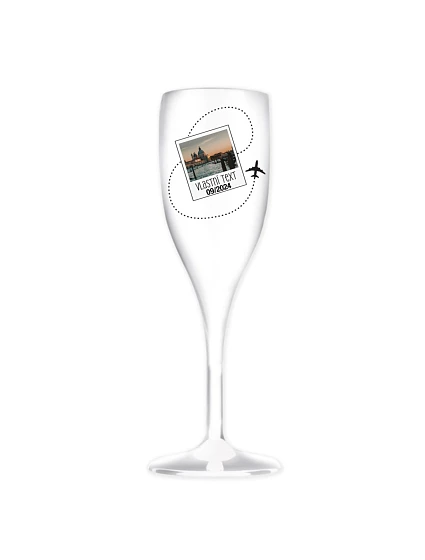 Personalizovaná nerozbitná prosecco sklenice s fotkou a cestovatelským motivem Personalizovaná nerozbitná prosecco sklenice s fotkou a cestovatelským motivem