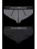 Pánské slipy 2PACK 111733 3F542 16844 černošedé s proužkem - Emporio Armani