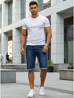Pánské džínové šortky s elastickým pasem tmavě modré FashionStreet SX2613 Pánské džínové šortky s elastickým pasem tmavě modré FashionStreet SX2613