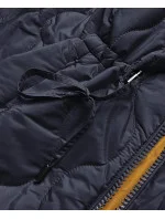 Tmavě modro-žlutá oboustranná dámská prošívaná bunda (MHM-W589) Tmavě modro-žlutá oboustranná dámská prošívaná bunda (MHM-W589)