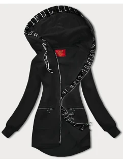 Černá jednoduchá dámská mikina s ozdobným zipem (AMG-37)