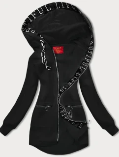 Černá jednoduchá dámská mikina s ozdobným zipem (AMG-37)