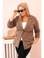 Dámská viskózová blazer Plus Size s dlouhým rukávem a límcem fango