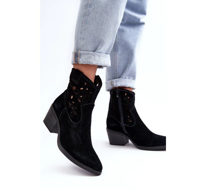 Kožené Křoví Boty S Průhledným Designem D&A SN622-20 Černá