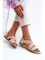 Béžové kožené sandály z Puglia s lemem Béžové kožené sandály z Puglia s lemem