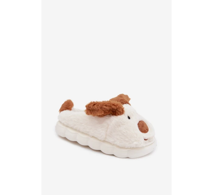 Dětské chlupaté bačkory – hnědé se psy Farnise Dětské chlupaté bačkory – hnědé se psy Farnise