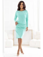 Teplákové šaty s kapsami 189-12 mint - Numoco Teplákové šaty s kapsami 189-12 mint - Numoco